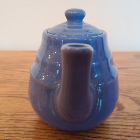 Blue Stoneware Teapot Vintage Made In U.S.A. 2 Cup Capacity - Picture 3 of 13